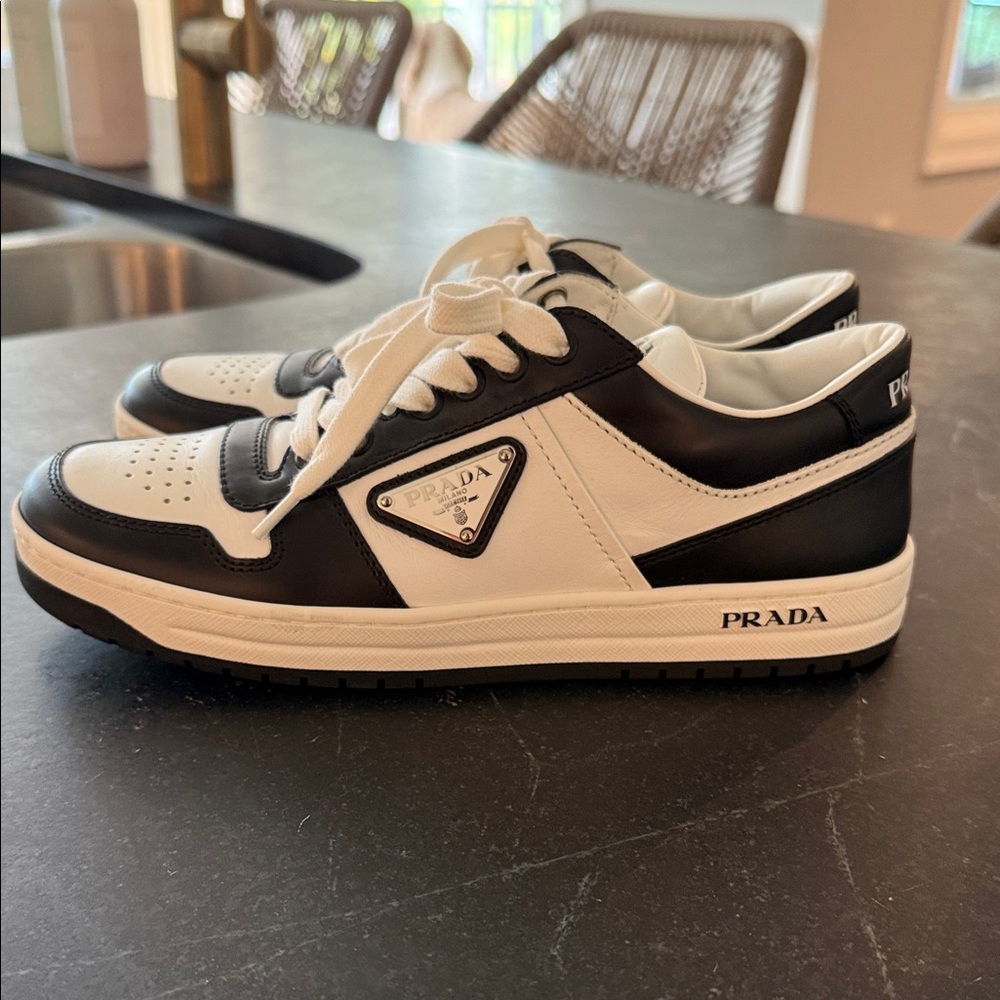 Prada Womens Black and White Sneakers